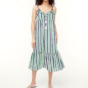 J. Crew Factory Striped Ruffled Tiered Cover Up Dress